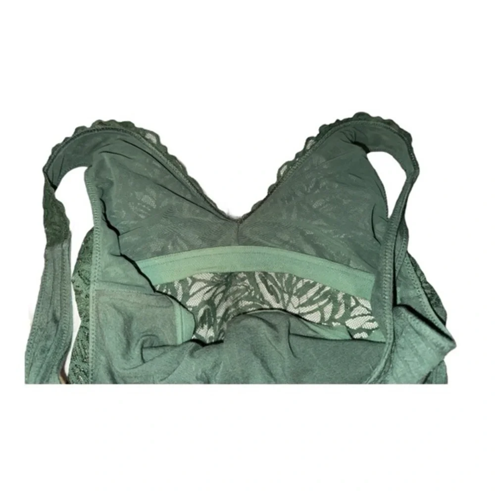 Aerie Olive Green Floral Lace‎ Longline Bralette Bra size XXS